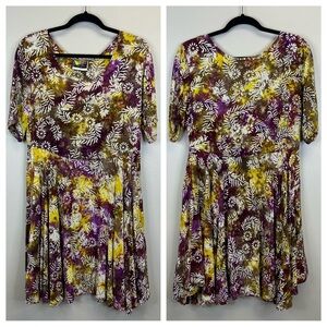 Jalan Jalan tie dye batik Kapal Jalan Floral Dress One Size Hippie Festival EUC